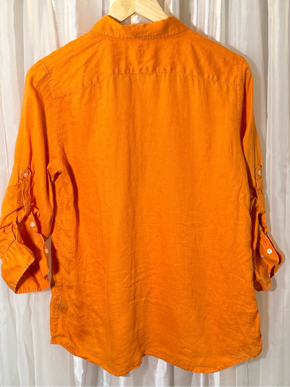 Ralph Lauren Orange Linen Button-Front Shirt - Picture 3 of 5